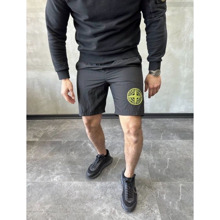 Чоловічі пляжні шорти Stone Island чорні y-001