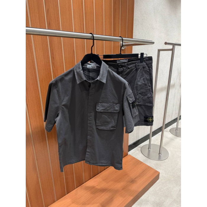 Чоловіча футболка Stone Island темно-сіра y-059