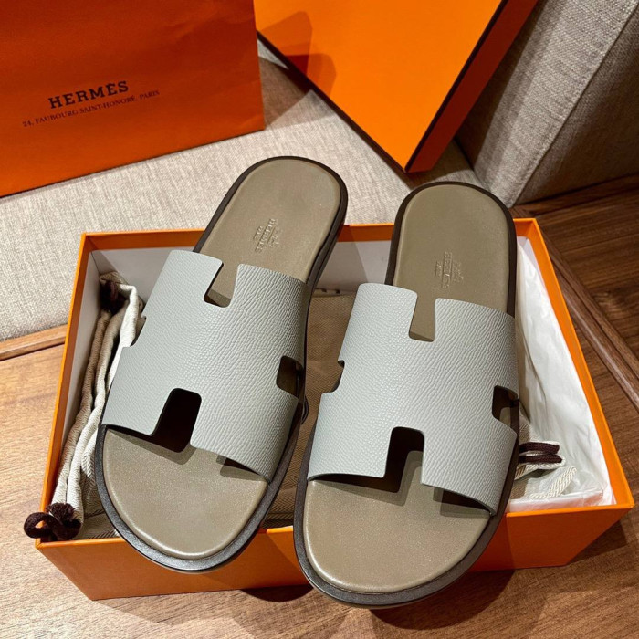 Чоловічі шльопанці Hermes сірі Z8562-1