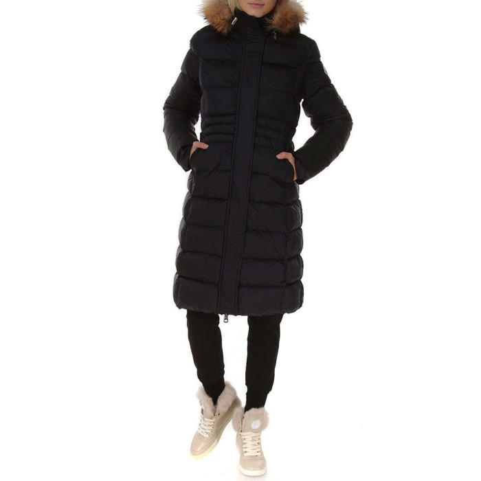 Женский пуховик Moncler темно-синий 8262