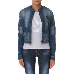 Женская джинсовая куртка Philipp Plein синяя 3523