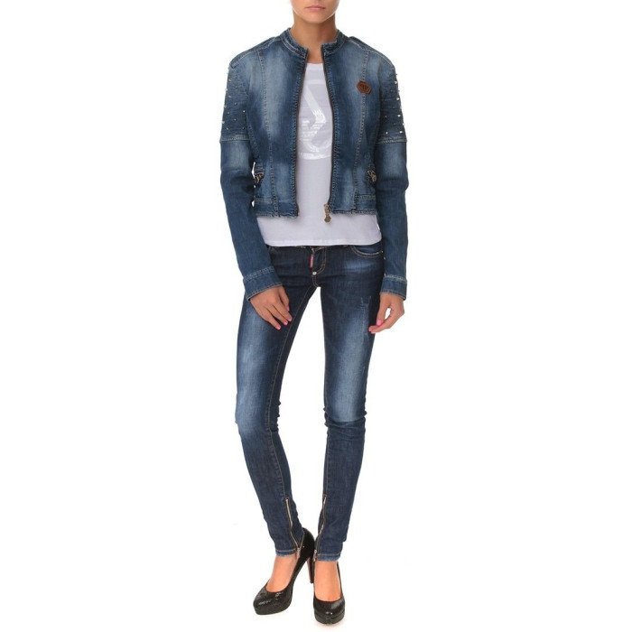Женская джинсовая куртка Philipp Plein синяя 3523
