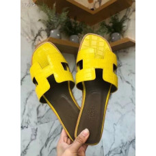 Жіночі шльопанці Hermes жовті 0201362