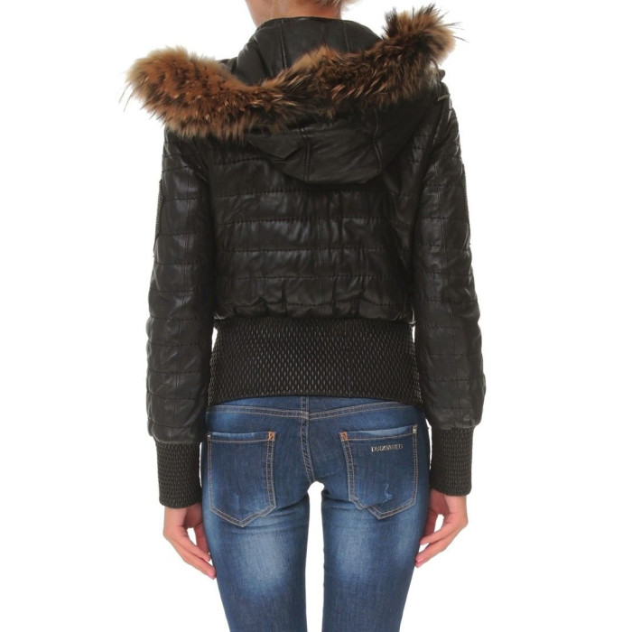 Жіноча шкіряна куртка Philipp Plein чорна 9264