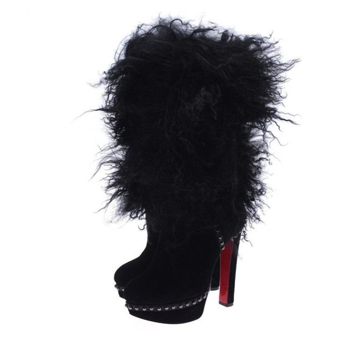 Женские сапоги Louboutin черные 3686-5