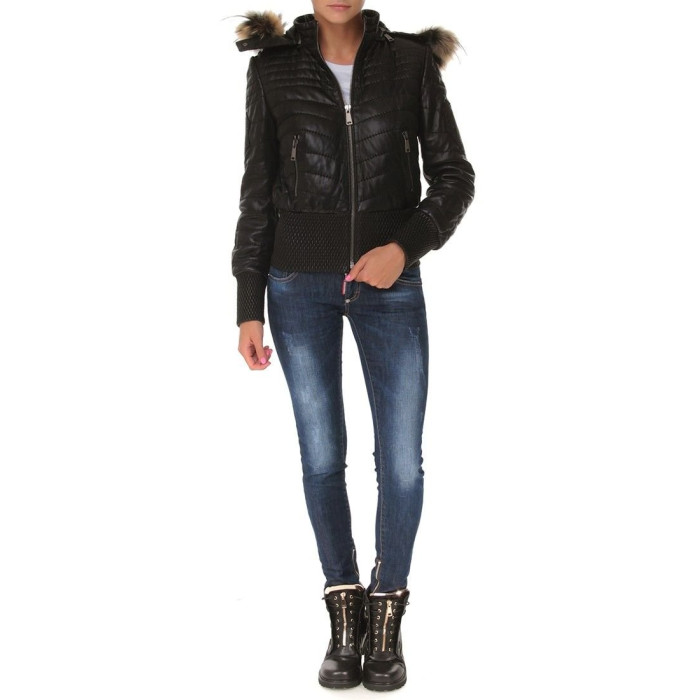 Жіноча шкіряна куртка Philipp Plein чорна 9264