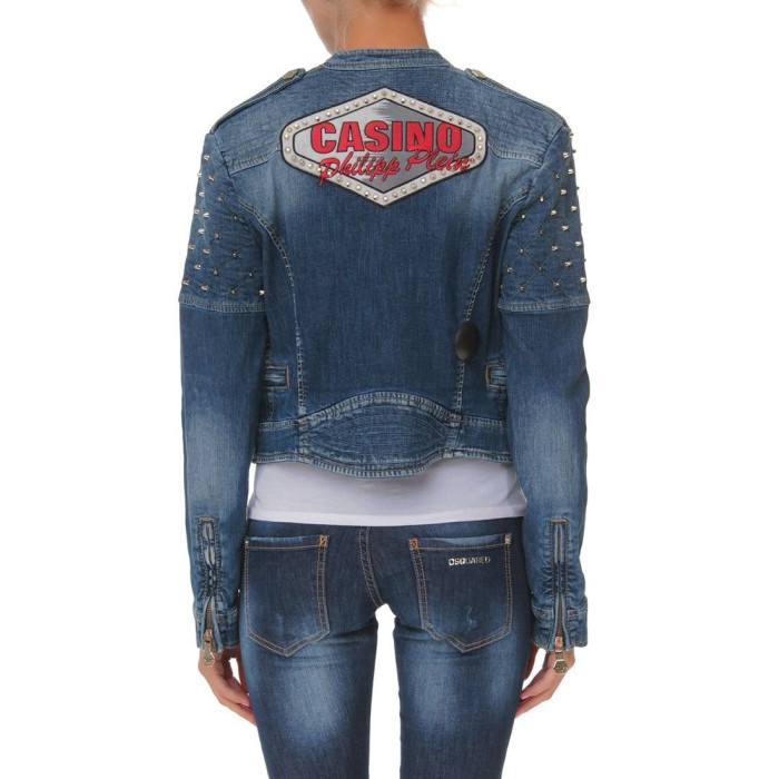 Женская джинсовая куртка Philipp Plein синяя 3523