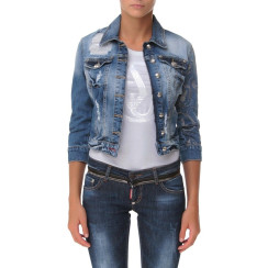 Женская джинсовая куртка Philipp Plein голубая 4512