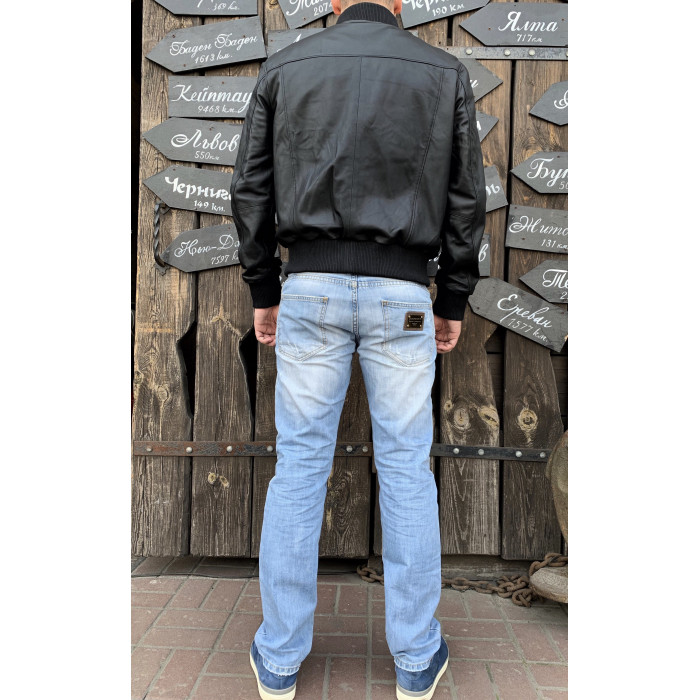Чоловіча шкіряна куртка Philipp Plein чорна KA01