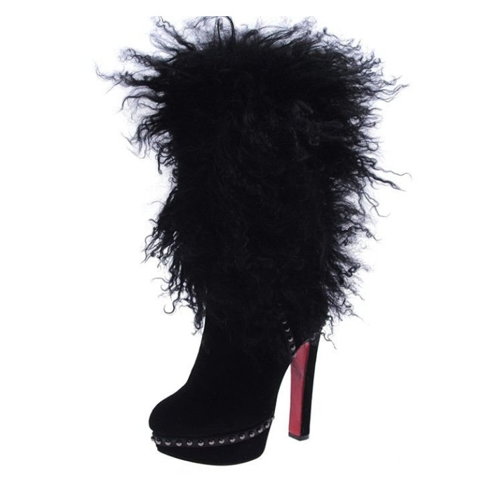 Женские сапоги Louboutin черные 3686-5