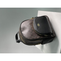 Жіночий рюкзак Coach Large Court Backpack In Signature Canvas in Brown/Black Premium