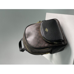Жіночий рюкзак Coach Large Court Backpack In Signature Canvas in Brown/Black Premium