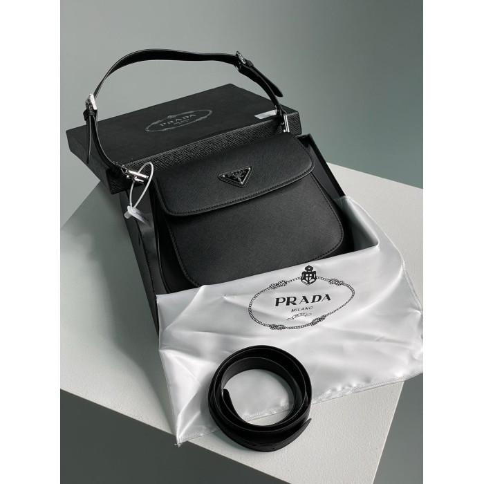 Жіноча сумка Prada Cleo Brushed Leather Mini Bag Black Premium