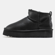 Жіночі зимові ботинки UGG Ultra Mini Platform Leather Black Premium