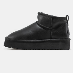 Жіночі зимові ботинки UGG Ultra Mini Platform Leather Black Premium