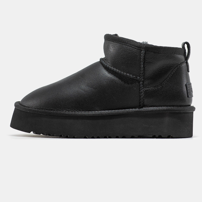 Жіночі зимові ботинки UGG Ultra Mini Platform Leather Black Premium