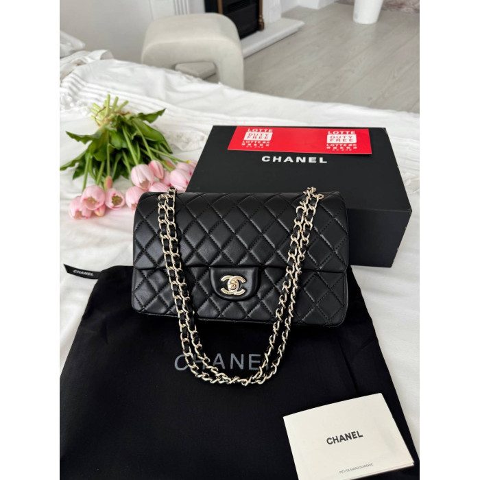 Жіноча сумка Chanel Classic 2.55 Medium Double Flap in Black Silver Premium