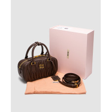 Жіноча сумка Miu Miu Arcadie Matelassé Nappa Leather Bag Chocolate Premium