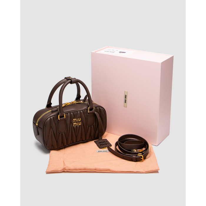 Жіноча сумка Miu Miu Arcadie Matelassé Nappa Leather Bag Chocolate Premium