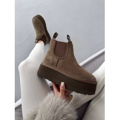 Жіночі зимові ботинки UGG Neumel Chelsea HICKORY Platform PREMIUM