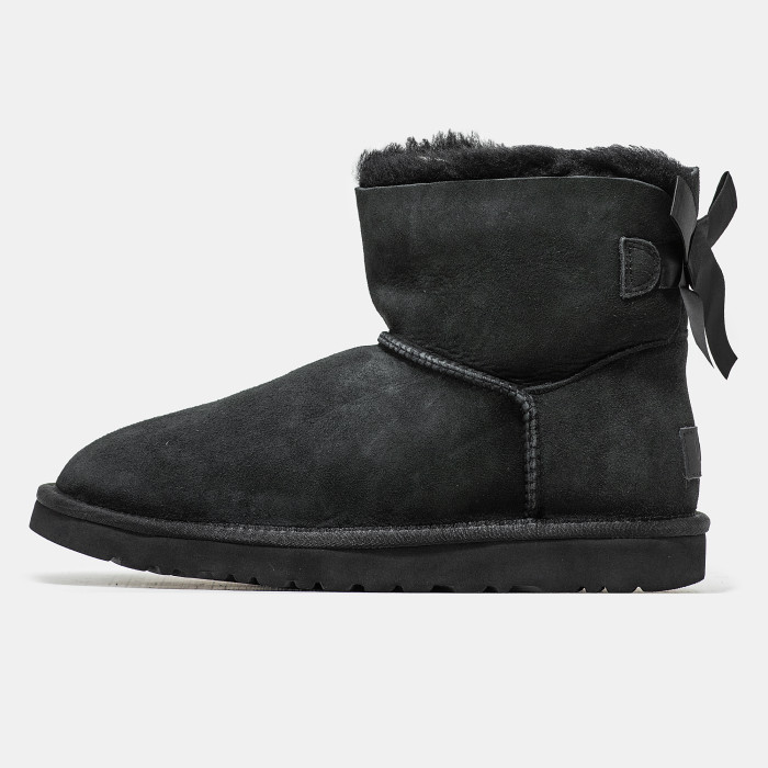 Жіночі зимові ботинки UGG Classic Mini Bailey Bow Black Premium
