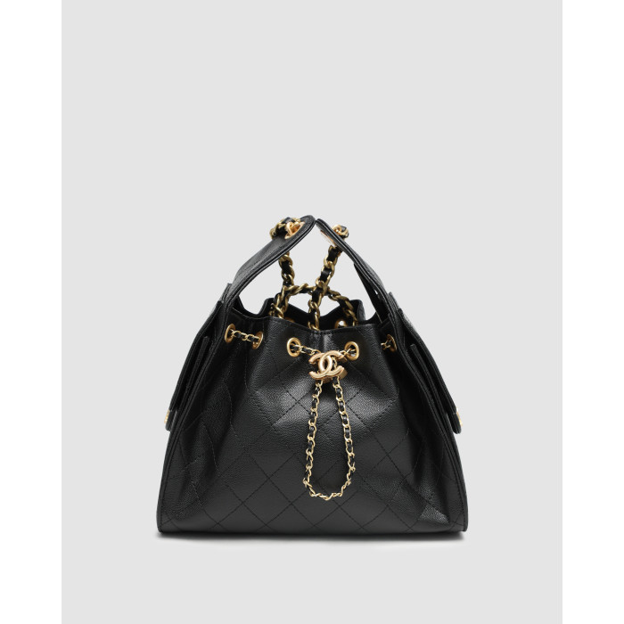 Жіноча сумка Chanel 25 Mini Handbag in Grained Calfskin Black/Gold Premium
