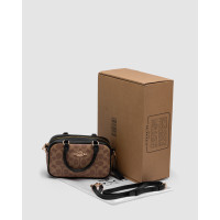 Жіноча сумка Coach Satchel Crossbody In Signature Beige/Black Premium