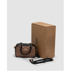 Жіноча сумка Coach Satchel Crossbody In Signature Beige/Black Premium