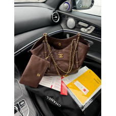Жіноча сумка Chanel Maxi Shopping Bag Dark Brown Premium
