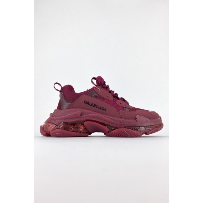 Жіночі кросівки Balenciaga Triple S Clear Sole Burgundy