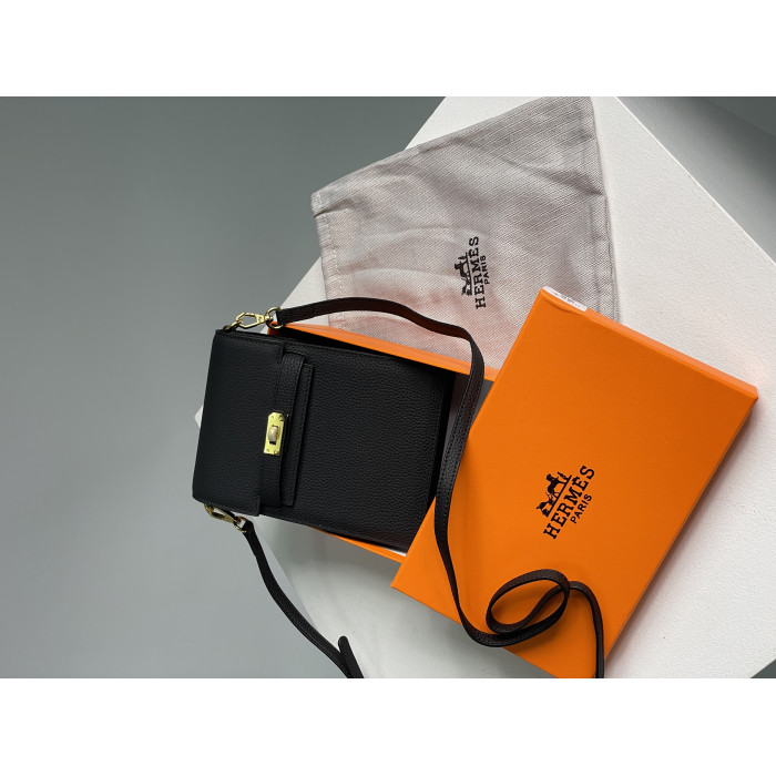 Жіноча сумка Hermes Small Crossbody Black/Gold Premium