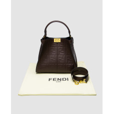 Жіноча сумка Fendi Brown Leather Large Iconic Essentially Peekaboo Top Handle Premium