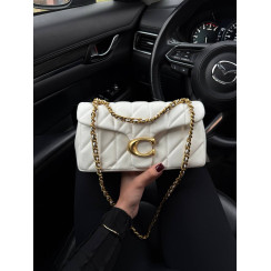 Жіноча сумка Coach Tabby Shoulder Bag 26 With Quilting White/Gold Premium