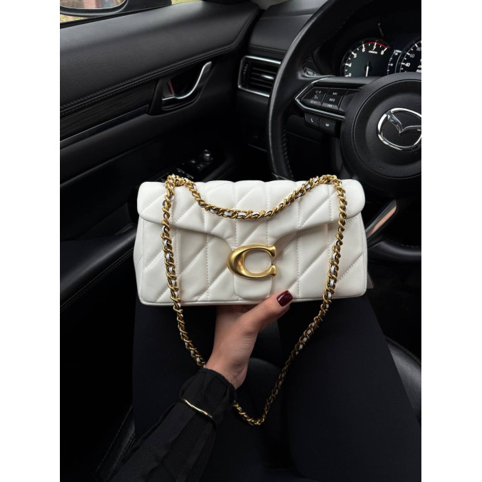 Жіноча сумка Coach Tabby Shoulder Bag 26 With Quilting White/Gold Premium