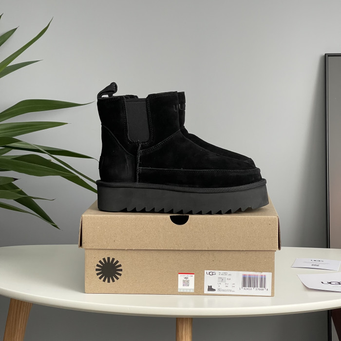 Жіночі зимові ботинки UGG Chelsea Platform Tractor Black PREMIUM