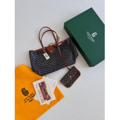Жіноча сумка GOYARD Saint Louis PM Coated Canvas Tote bag Brown Black Ex Premium