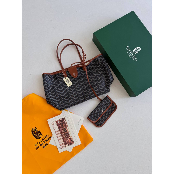 Жіноча сумка GOYARD Saint Louis PM Coated Canvas Tote bag Brown Black Ex Premium