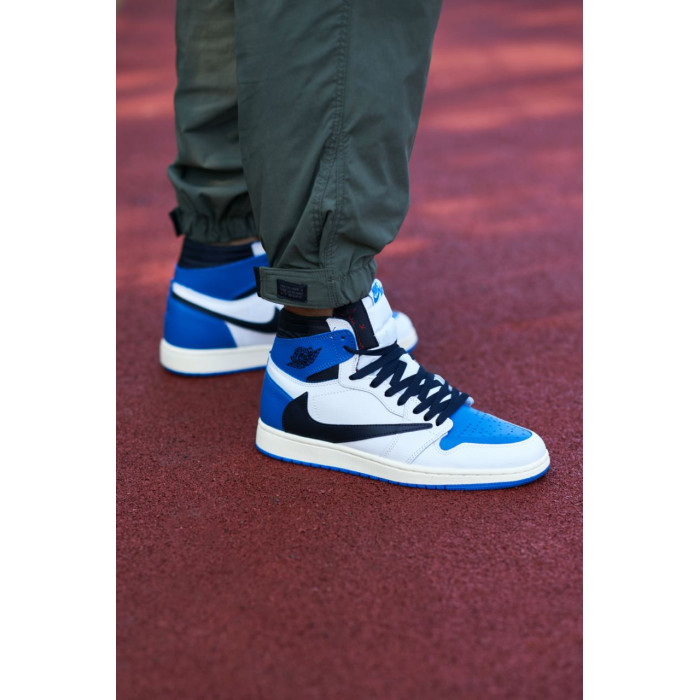 Чоловічі баскетбольні кросівки Nike Travis Scott x Fragment x Air Jordan 1 High OG Blue