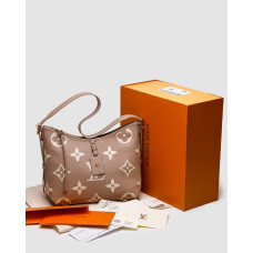 Жіноча сумка Louis Vuitton CarryAll PM Bicolor Monogram Empreinte Leather Beige Premium