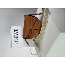 Жіноча сумка Loewe Gate Small leather and Jacquard Shoulder Bag Brown Premium
