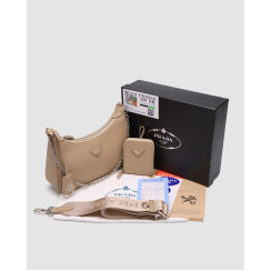 Жіноча сумка Prada Re-Edition 2005 Saffiano Leather Bag Beige Premium