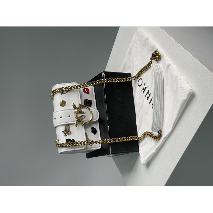 Жіноча сумка Pinko Mini Love Bag One Simply With Enamel Pin White Premium