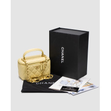 Жіноча сумка Chanel Classic Yellow Caviar Quilted Pearl Crush Vanity Bag Premium