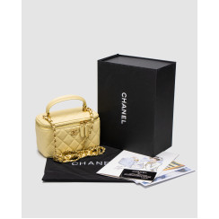 Жіноча сумка Chanel Classic Yellow Caviar Quilted Pearl Crush Vanity Bag Premium
