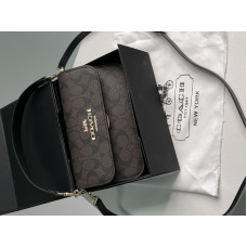 Жіноча сумка Coach Brynn Flap Crossbody In Signature Canvas Brown Premium