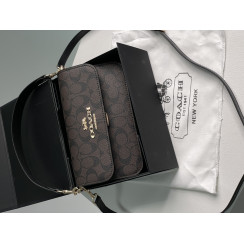 Жіноча сумка Coach Brynn Flap Crossbody In Signature Canvas Brown Premium
