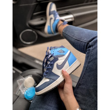Жіночі баскетбольні кросівки Jordan 1 Retro High Patent Blue toe Nike