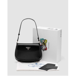 Жіноча сумка Prada Cleo Lacquered Leather Mini Bag Black Premium