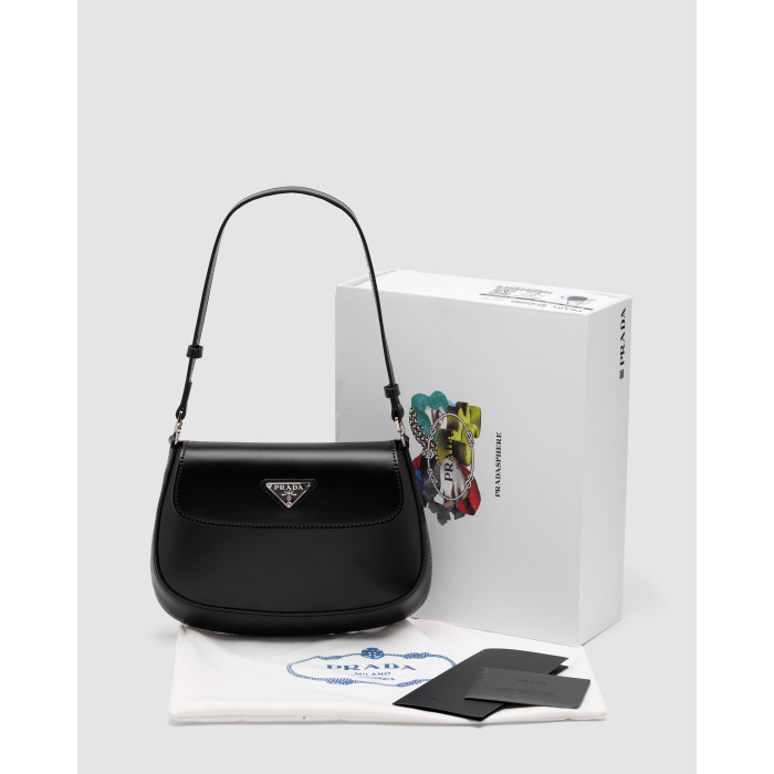 Жіноча сумка Prada Cleo Lacquered Leather Mini Bag Black Premium