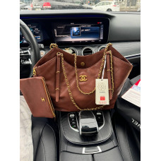 Жіноча сумка Chanel Maxi Shopping Bag Brown Premium